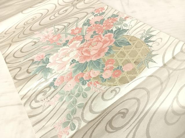 平和屋着物◎六通柄袋帯 唐織 花籠文 金銀糸 正絹 逸品 AAAX3100yx