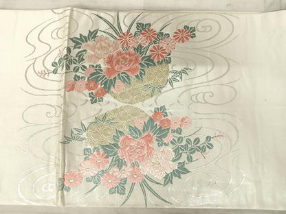 平和屋着物◎六通柄袋帯 唐織 花籠文 金銀糸 正絹 逸品 AAAX3100yx