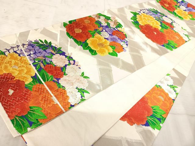 平和屋着物◎六通柄袋帯 唐織 花丸文 金銀糸 正絹 逸品 AAAX3146yx