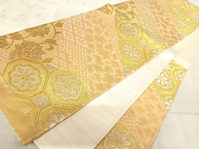 平和屋着物◎六通柄袋帯 蜀江花文 金糸 正絹 逸品 AAAX3150yx