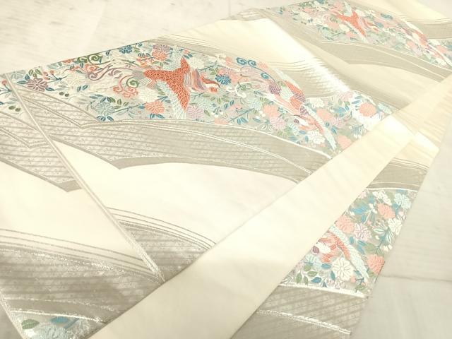 平和屋着物◎六通柄袋帯 唐織 こうさい錦 花鳥文 銀糸 正絹 逸品 AAAX3154yx