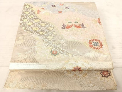 平和屋着物◎六通柄袋帯 唐織 鴛鴦花文 金銀糸 正絹 逸品 AAAX3159yx