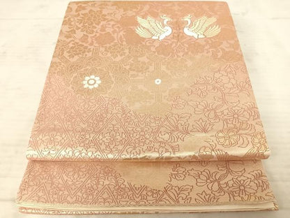 平和屋着物◎六通柄袋帯　花鳥文　金糸　正絹　逸品　AAAX3172yx