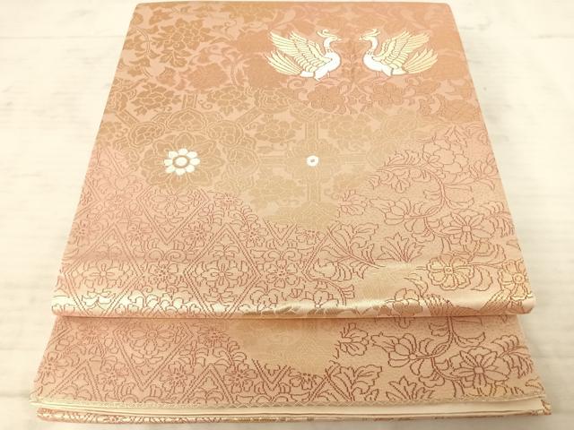 平和屋着物◎六通柄袋帯　花鳥文　金糸　正絹　逸品　AAAX3172yx