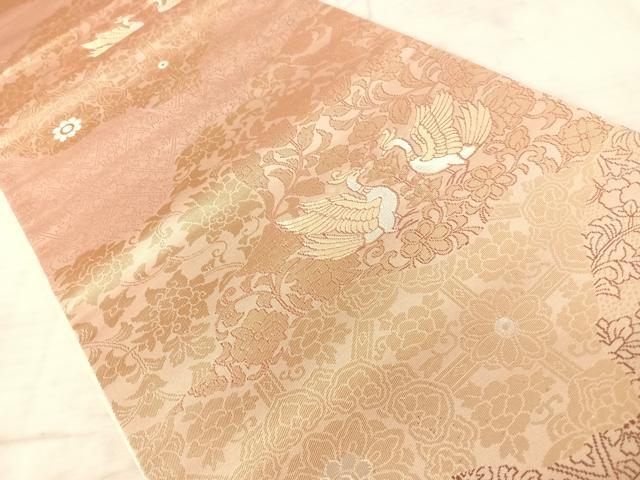 平和屋着物◎六通柄袋帯　花鳥文　金糸　正絹　逸品　AAAX3172yx