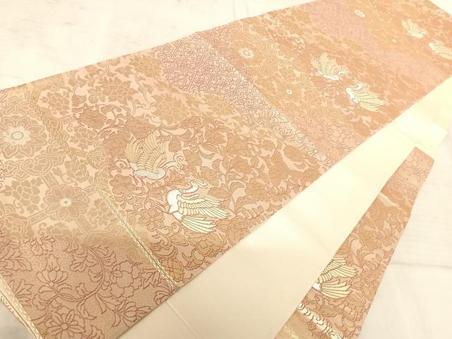 平和屋着物◎六通柄袋帯　花鳥文　金糸　正絹　逸品　AAAX3172yx