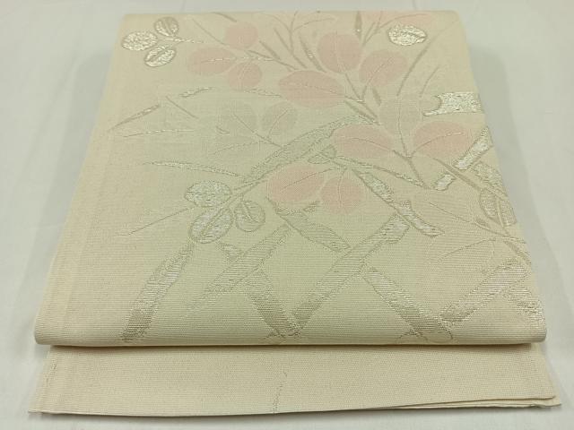 平和屋着物＊夏物　六通柄袋帯　萩文　銀糸　正絹　逸品　AAAX3226jh