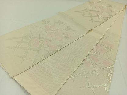 平和屋着物＊夏物　六通柄袋帯　萩文　銀糸　正絹　逸品　AAAX3226jh