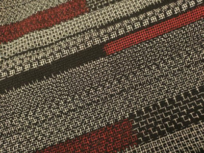 平和屋着物■上質なお召　横段文　黒地　正絹　逸品　AAAX3369fw
