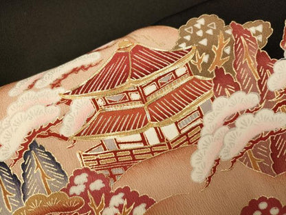 平和屋着物■豪華黒留袖　駒刺繍　風景文　金糸　金彩　正絹　逸品　AAAX3384fw
