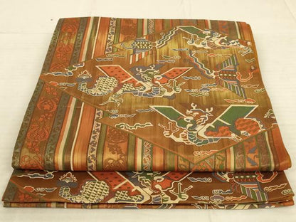 平和屋着物◎六通柄袋帯 花鳥文 正絹 逸品 AAAX3487ou
