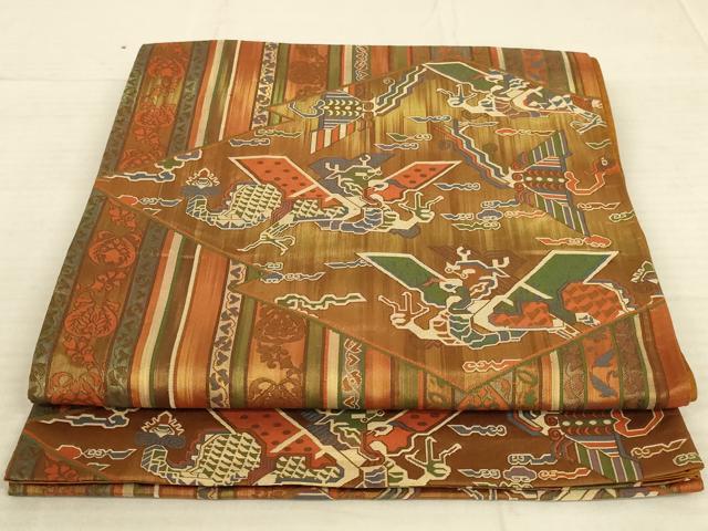 平和屋着物◎六通柄袋帯 花鳥文 正絹 逸品 AAAX3487ou