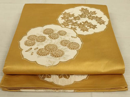 平和屋着物◎六通柄袋帯 草花文 金糸 正絹 逸品 AAAX3488ou