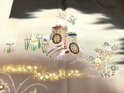 平和屋着物■豪華黒留袖 作家物 御所車草花文 暈し染め 金彩 正絹 逸品 AAAX3577ph
