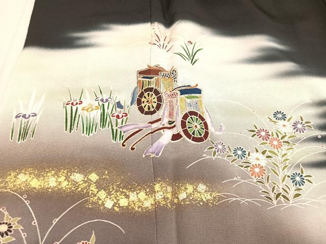 平和屋着物■豪華黒留袖 作家物 御所車草花文 暈し染め 金彩 正絹 逸品 AAAX3577ph