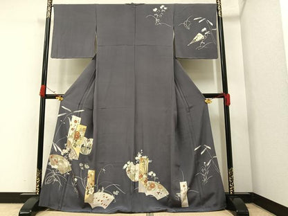 平和屋着物●訪問着 地紙草花文 金彩 正絹 逸品 AAAX3583ph