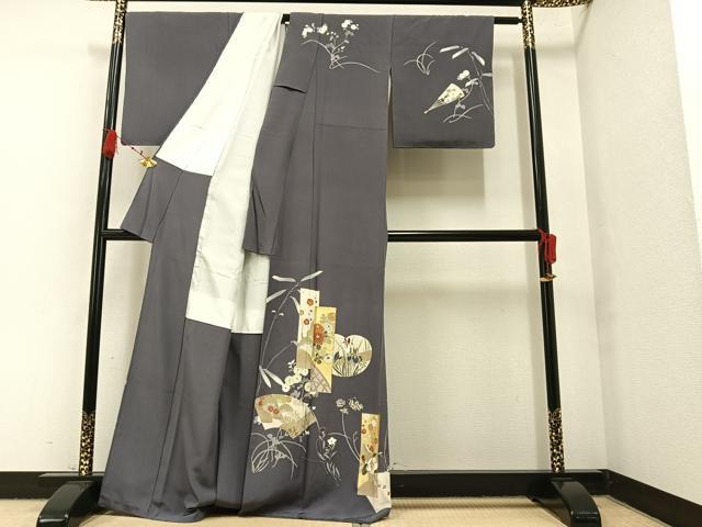 平和屋着物●訪問着 地紙草花文 金彩 正絹 逸品 AAAX3583ph