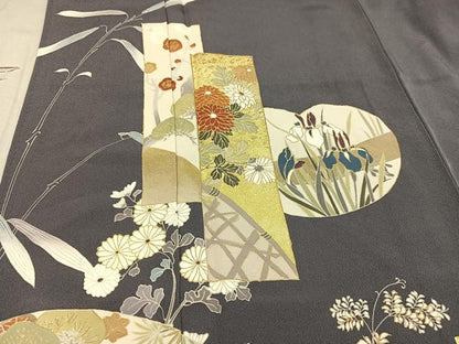 平和屋着物●訪問着 地紙草花文 金彩 正絹 逸品 AAAX3583ph