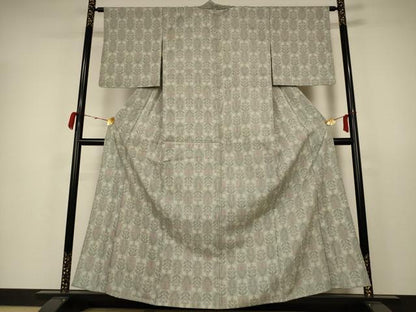 平和屋着物▽本塩沢 単衣 草花文 正絹 逸品 未使用 AAAX3844jd