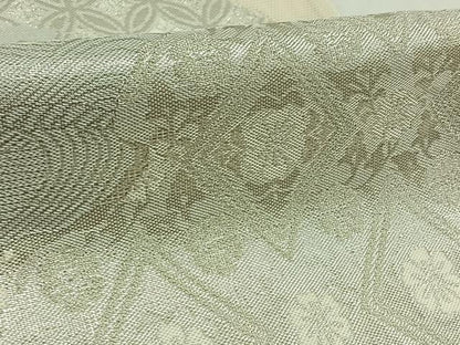 平和屋着物＊夏物 六通柄袋帯 地紙吉祥花文 銀糸 正絹 逸品 AAAX3947jh