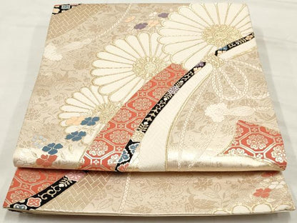 平和屋着物◎六通柄袋帯　舞花文　金糸　正絹　逸品　AAAX4015sg