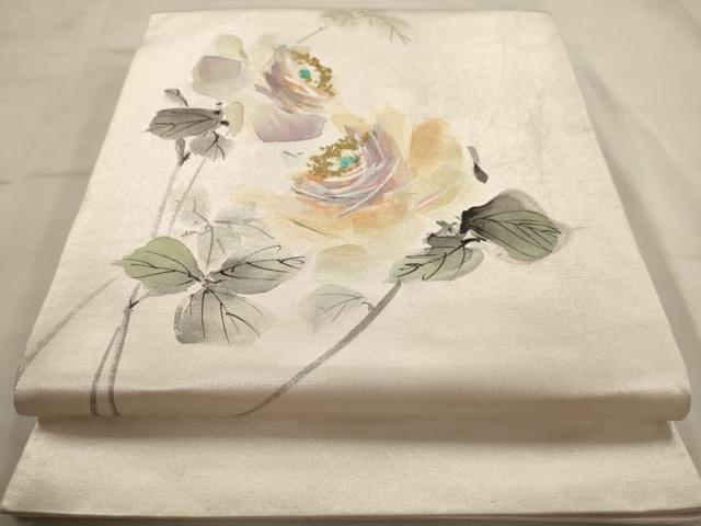平和屋着物◎太鼓柄袋帯 手描き 草花文 正絹 逸品 AAAX4066dt