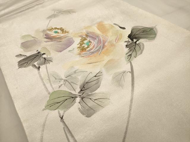 平和屋着物◎太鼓柄袋帯 手描き 草花文 正絹 逸品 AAAX4066dt