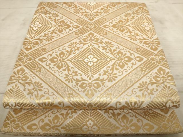 平和屋着物◎六通柄袋帯 天井花文 金糸 正絹 逸品 AAAX4112dt