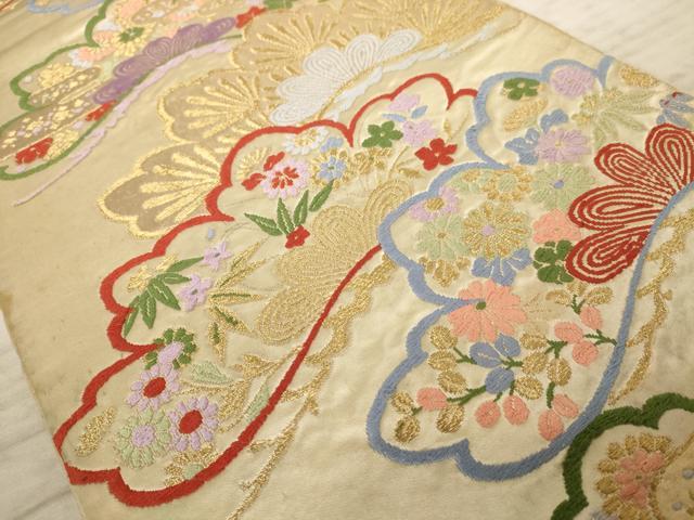 平和屋着物◎六通柄袋帯 唐織 松と花 金糸 正絹 逸品 AAAX4118dt