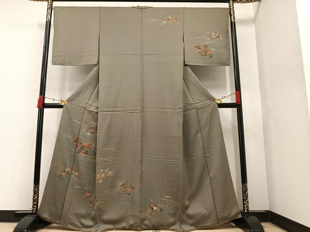平和屋着物●訪問着 立波草花文 金彩 正絹 逸品 AAAX4152ph
