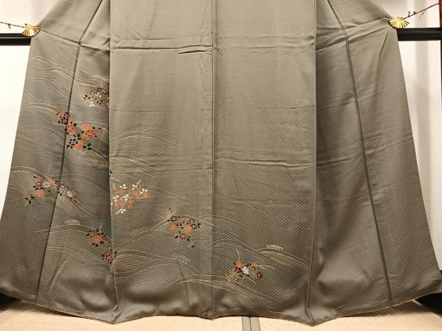 平和屋着物●訪問着 立波草花文 金彩 正絹 逸品 AAAX4152ph