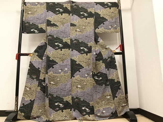 平和屋着物●上質な小紋 雪輪笹青海波 正絹 逸品 AAAX4165ph