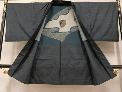 平和屋着物●男性 本場大島紬 アンサンブル 100亀甲 総詰め 正絹 逸品 AAAX4193ph