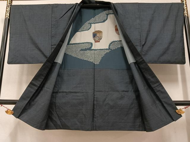 平和屋着物●男性 本場大島紬 アンサンブル 100亀甲 総詰め 正絹 逸品 AAAX4193ph