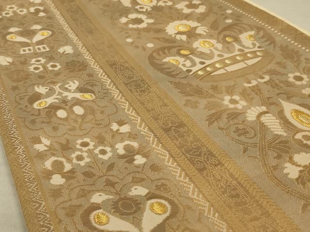 平和屋着物◎六通柄袋帯　花間道　金糸　正絹　逸品　AAAX4210ou