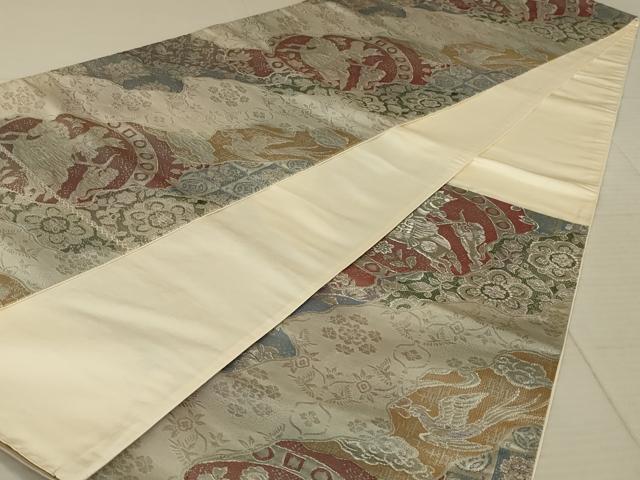 平和屋着物◎六通柄袋帯 狩猟文 銀糸 正絹 逸品 AAAX4214ou
