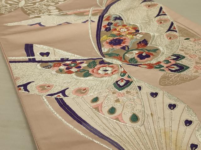 平和屋着物◎六通柄袋帯 唐織 花蝶文 金銀糸 正絹 逸品 AAAX4220ou