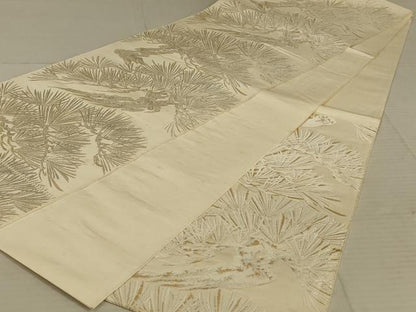 平和屋着物◎六通柄袋帯 唐織 老松文様 金糸 正絹 逸品 AAAX4221ou