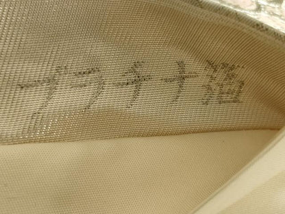 平和屋着物◎六通柄袋帯　唐織　宝飾孔雀華文　プラチナ箔　銀糸　正絹　逸品　AAAX4224ou