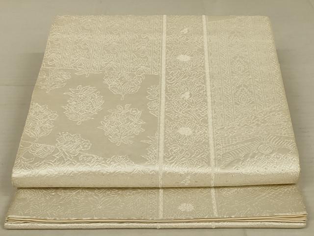 平和屋着物◎全通柄袋帯 花間道 銀糸 正絹 逸品 AAAX4229ou