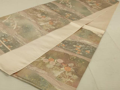 平和屋着物◎六通柄袋帯 立波花文 金銀糸 引箔 正絹 逸品 AAAX4231ou
