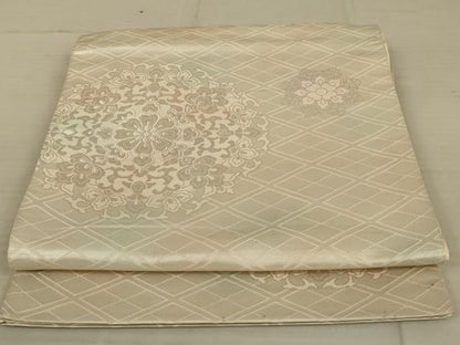 平和屋着物◎六通柄袋帯 正倉院花文 銀糸 正絹 逸品 AAAX4232ou