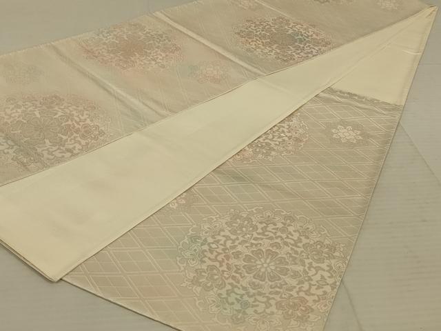 平和屋着物◎六通柄袋帯 正倉院花文 銀糸 正絹 逸品 AAAX4232ou