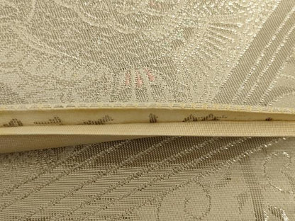 平和屋着物◎六通柄袋帯 唐織 孔雀花文 プラチナ箔 正絹 逸品 AAAX4238ou