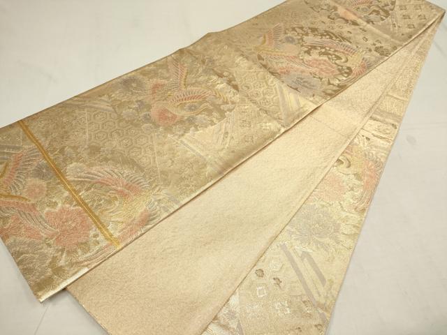 平和屋着物▼900織佐賀錦　六通柄袋帯　吉祥花鳥文　金糸　正絹　逸品　AAAX4495wj