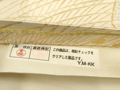 平和屋着物▼六通柄袋帯　草花文　金糸　正絹　逸品　AAAX4606wj