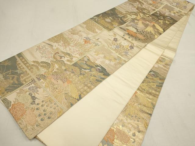 平和屋着物▼六通柄袋帯 花鳥絵巻文 金銀糸 正絹 逸品 AAAX4627wj