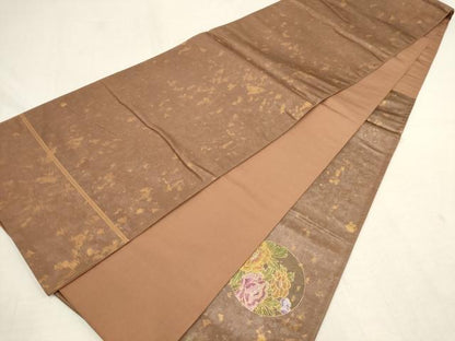 平和屋着物▼むらさき野謹製 太鼓柄袋帯 刺繍 天井花丸文 金彩 引箔 正絹 逸品 AAAX4771wj