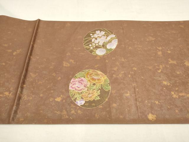 平和屋着物▼むらさき野謹製 太鼓柄袋帯 刺繍 天井花丸文 金彩 引箔 正絹 逸品 AAAX4771wj
