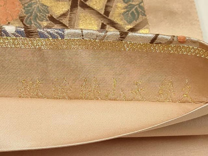 平和屋着物▼六通柄袋帯 琳派桃山天絵文 金銀糸 引箔 正絹 逸品 AAAX4785wj